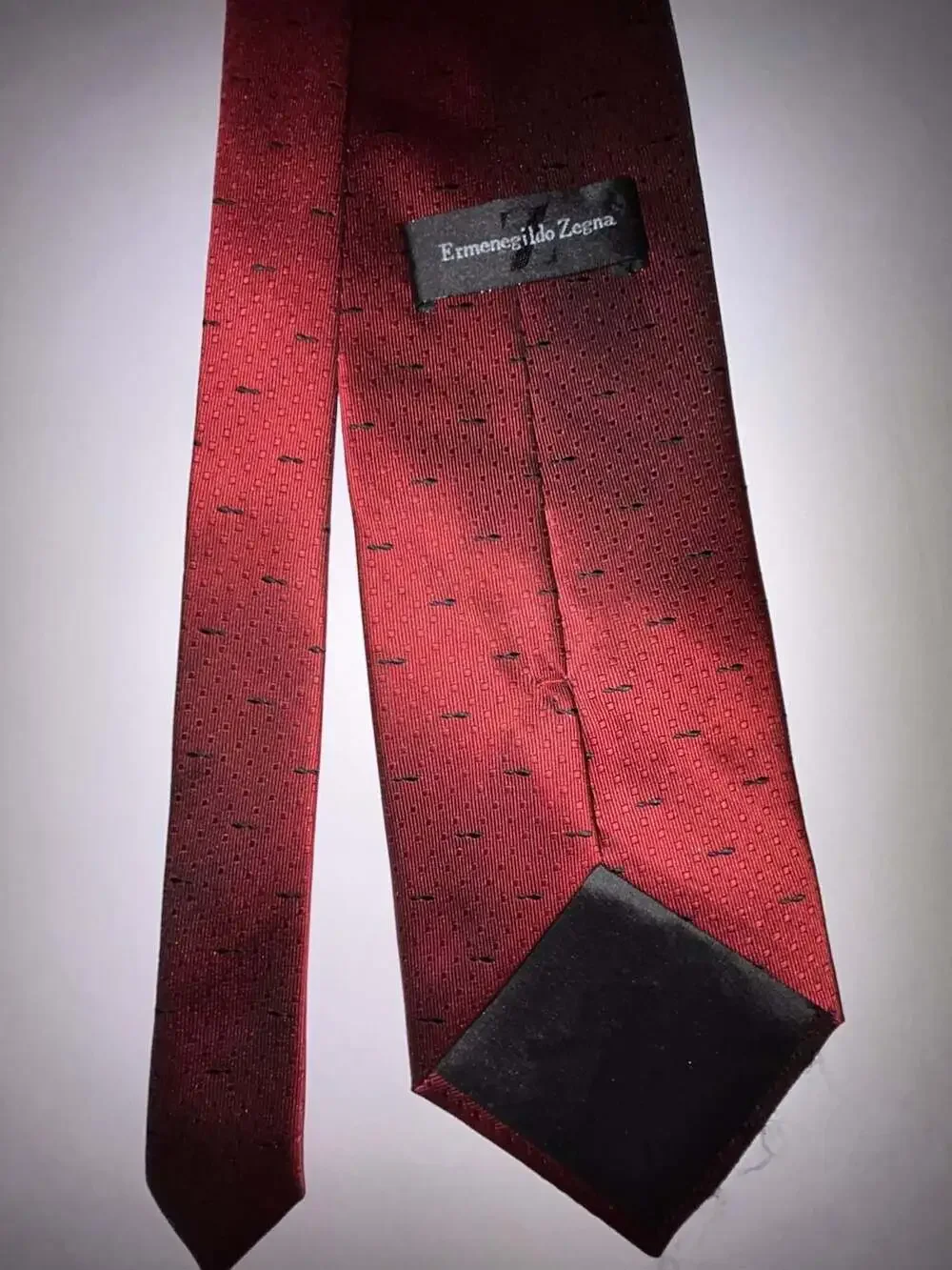 Ermenegildo Zegna Silk Tie in Red with Micro Dot Pattern
